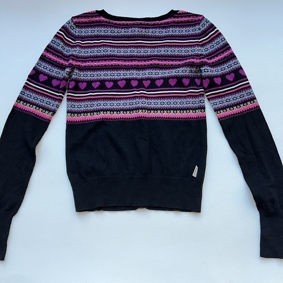Aeropostale cute Pink/purple heart Striped Cardigan Sweater essential layer xs - Picture 8 of 9